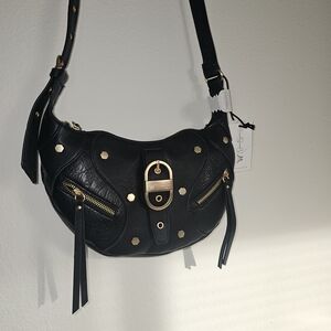 Jessica Simpson Black Crossbody Bag with Gold Accents